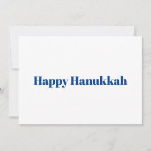 Tarjeta Festiva Feliz Hanukkah blanco y azul minimalista moderno