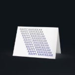 Tarjeta Festiva Feliz Hanukkah Blue Silver Gray Card<br><div class="desc">Muéstrales a tus seres queridos enviándoles esta tarjeta de Hanukkah feliz. ¡Las palabras Feliz Hanukkah yendo de azul a gris hacen de este diseño único!</div>