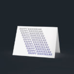 Tarjeta Festiva Feliz Hanukkah Blue Silver Gray Card<br><div class="desc">Muéstrales a tus seres queridos enviándoles esta tarjeta de Hanukkah feliz. ¡Las palabras Feliz Hanukkah yendo de azul a gris hacen de este diseño único!</div>