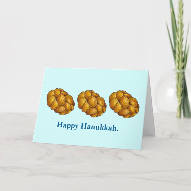 Tarjeta Festiva Feliz Hanukkah Braigh Challah Bread Chanukah (Anverso)