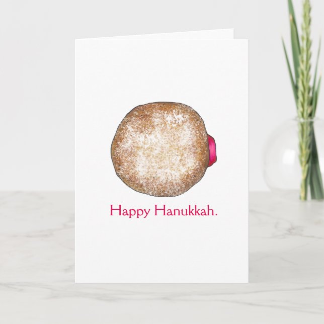 Tarjeta Festiva Feliz Hanukkah Chanukah Jelly Donut Sufganiyot (Anverso)