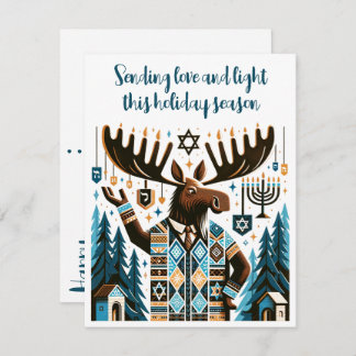 Tarjeta Festiva Feliz Hanukkah (¡Con Un Moose!)