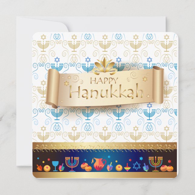 Tarjeta Festiva ¡Feliz Hanukkah! Día festivo (Anverso)