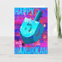 Tarjeta Festiva Feliz Hanukkah Dreidel