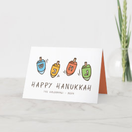 Tarjeta Festiva Feliz Hanukkah Dreidel moderno