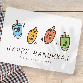 Tarjeta Festiva Feliz Hanukkah Dreidel moderno