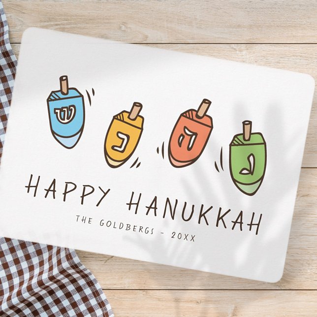 Tarjeta Festiva Feliz Hanukkah Dreidel moderno (Subido por el creador)
