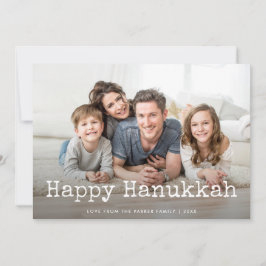 Tarjeta Festiva Feliz Hanukkah| Escritura de texto y foto