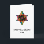 Tarjeta Festiva Feliz Hanukkah Estrella del Arcoiris de David no f<br><div class="desc">Desearía que amigos y familia "Happy Hanukkah" con esta fantástica estrella multicolor de David. El año es editable con un texto más editable. Haga clic en "personalizar" para cambiar fuentes,  mover texto,  color o cambiar tamaño</div>