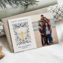 Feliz Hanukkah Festividad acuática Menorah Foto