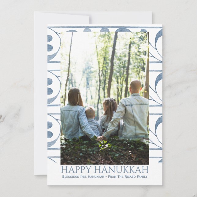 Tarjeta Festiva Feliz Hanukkah, foto de feriado personalizada (Anverso)