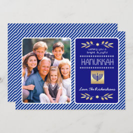 Tarjeta Festiva Feliz Hanukkah. Foto personalizada
