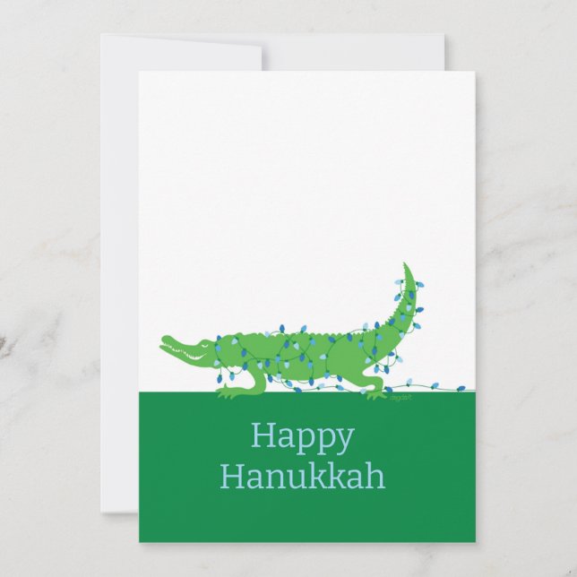 Tarjeta Festiva Feliz Hanukkah Gator (Anverso)