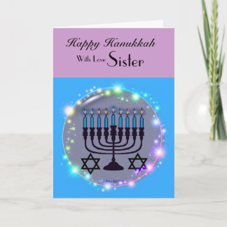 Tarjeta Festiva Feliz Hanukkah ~ Hermana