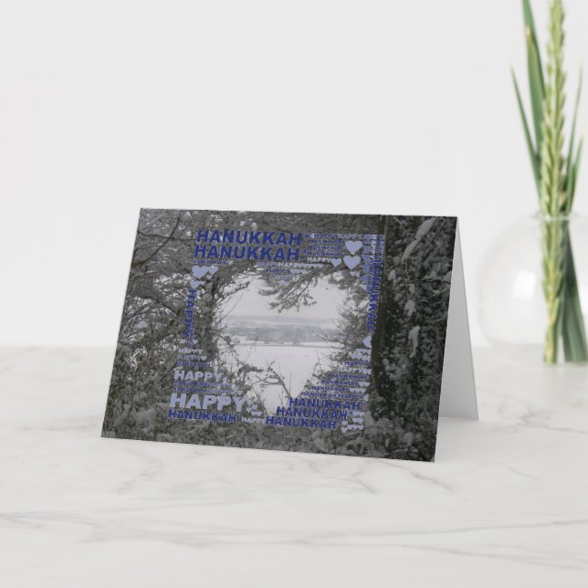 Tarjeta Festiva Feliz Hanukkah Holidays Snow Fotos Greet Card (Anverso)