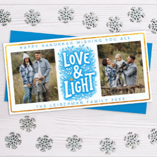 Tarjeta Festiva Feliz Hanukkah Love and Light Holiday Card