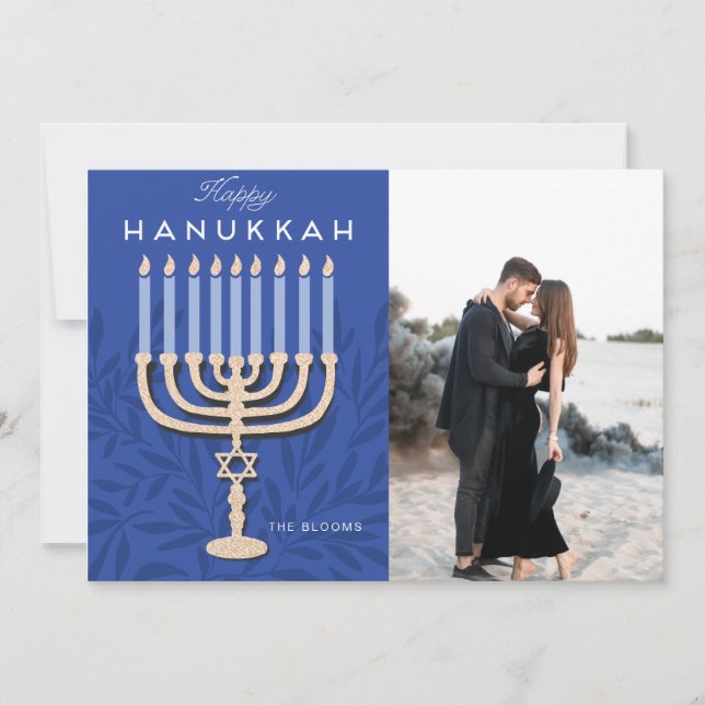 Tarjeta Festiva Feliz Hanukkah Menorah (Anverso)