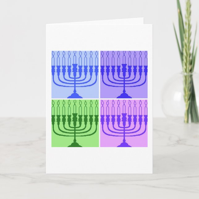Tarjeta Festiva Feliz Hanukkah Menorah (Anverso)