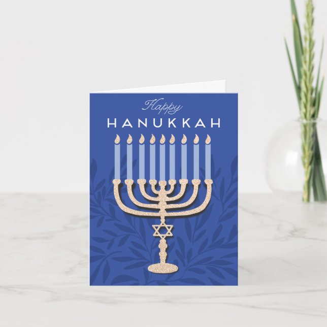 Tarjeta Festiva Feliz Hanukkah Menorah (Anverso)