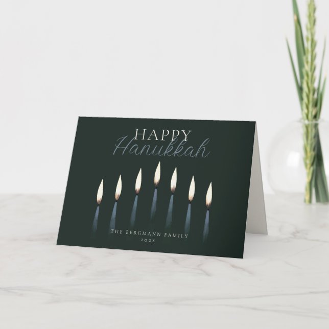 Tarjeta Festiva Feliz Hanukkah Menorah Candles Blank (Anverso)
