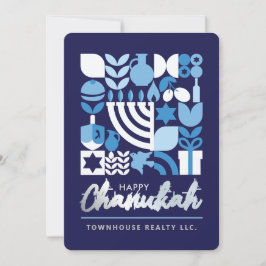 Tarjeta Festiva Feliz Hanukkah Menorah Estrellas judías Dreidel Ho