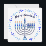 Tarjeta Festiva Feliz Hanukkah Menorah Jew Cute Candles<br><div class="desc">Deséenle a ese especial alguien un Chag Sameach en este festival de luces con un diseño judío contemporáneo y lindo de PopQTstudio. Esta tarjeta de vacaciones presenta un diseño lúdico de una Menorah coronada con alegres velas kawaii. Una gran carta para dar a tus amigos judíos y a tu familia....</div>