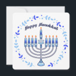 Tarjeta Festiva Feliz Hanukkah Menorah Jew Cute Candles<br><div class="desc">Deséenle a ese especial alguien un Chag Sameach en este festival de luces con un diseño judío contemporáneo y lindo de PopQTstudio. Esta tarjeta de vacaciones presenta un diseño lúdico de una Menorah coronada con alegres velas kawaii. Una gran carta para dar a tus amigos judíos y a tu familia....</div>