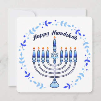 Tarjeta Festiva Feliz Hanukkah Menorah Jew Cute Candles