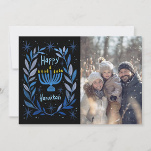 Tarjeta Festiva Feliz Hanukkah Menorah PERSONALIZADO de mano dibuj