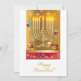 Tarjeta Festiva Feliz Hanukkah Menorah y festividades judías