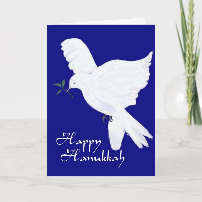 Tarjeta Festiva Feliz Hanukkah-Peace Dove (Anverso)