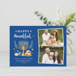 Tarjeta Festiva Feliz Hanukkah Peace Love Lights Stars 2 Photo