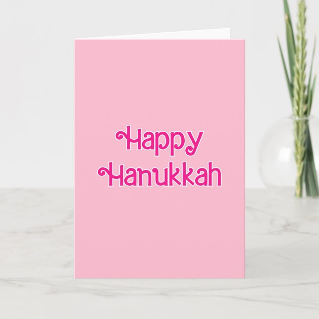 Tarjeta Festiva Feliz Hanukkah Pink (Anverso)