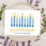 Tarjeta Festiva Feliz Hanukkah | Sencillo saludo elegante en velas<br><div class="desc">Feliz Hanukkah | Sencillo saludo elegante en velas</div>
