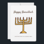 Tarjeta Festiva Feliz Hanukkah Sencillo y Moderno Saludo Menorah<br><div class="desc">Este es un diseño sencillo,  minimalista y moderno del ilustracion Menorah Candles.</div>