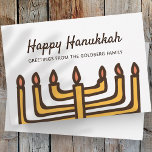 Tarjeta Festiva Feliz Hanukkah Sencillo y Moderno Saludo Menorah<br><div class="desc">Este es un diseño sencillo,  minimalista y moderno del ilustracion Menorah / velas.</div>