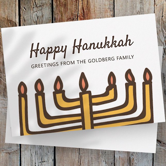 Tarjeta Festiva Feliz Hanukkah Sencillo y Moderno Saludo Menorah (Subido por el creador)