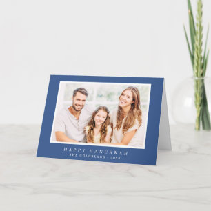 Tarjeta Festiva Feliz Hanukkah Simple Classic Elegant Family Photo
