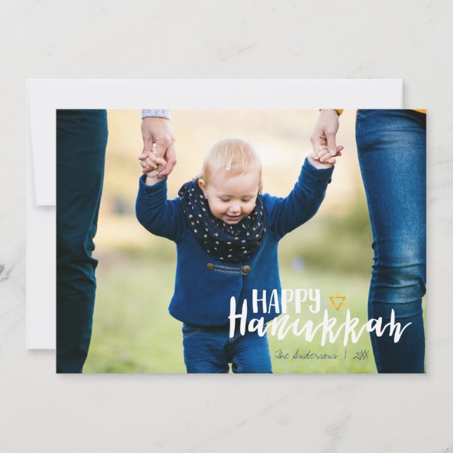 Tarjeta Festiva Feliz Hanukkah Star of David Holiday Photo Card (Anverso)