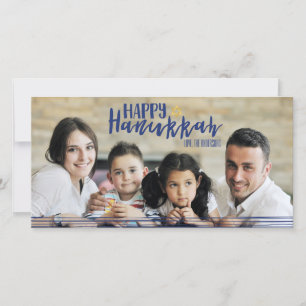 Tarjeta Festiva Feliz Hanukkah Star of David Photo Card