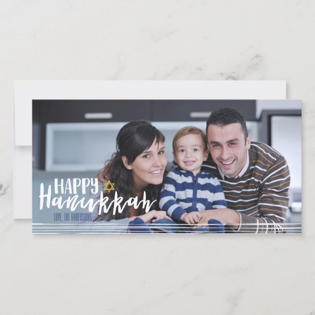Tarjeta Festiva Feliz Hanukkah Star of David Photo Card (Anverso)