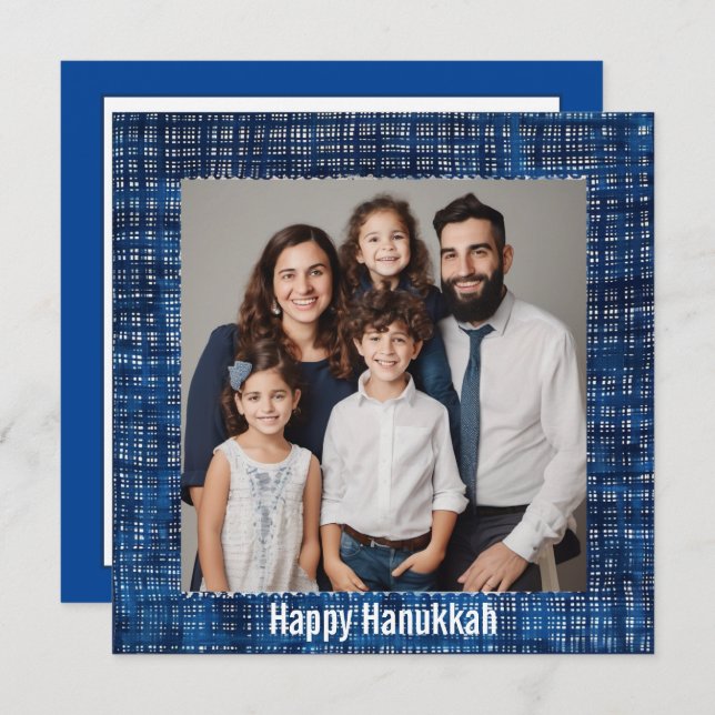 Tarjeta Festiva 🕎 Feliz Hanukkah, texto personalizado (Anverso / Reverso)