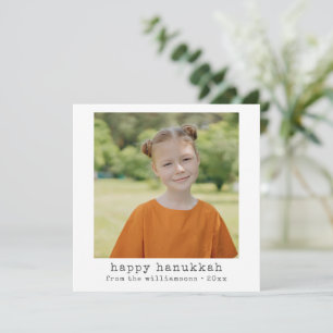 Tarjeta Festiva Feliz Hanukkah Tipografía Minimalista Foto Cuadrad