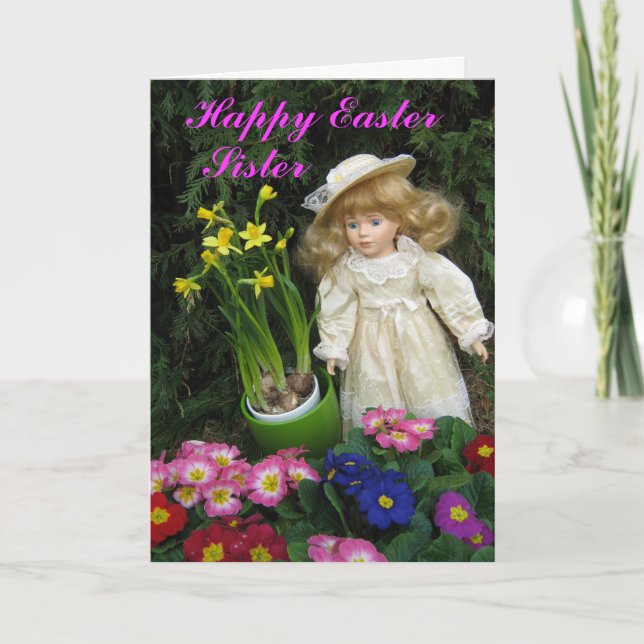 Tarjeta Festiva Feliz hermana de Pascua (Anverso)