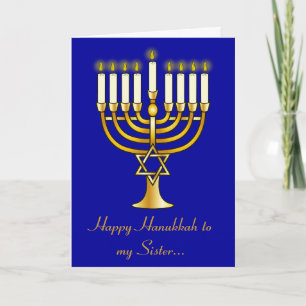 Tarjeta Festiva Feliz Hermano Hanukkah con Menorah