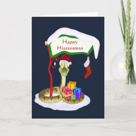Tarjeta Festiva Feliz Hisssmas Divertidos Navidades de serpientes