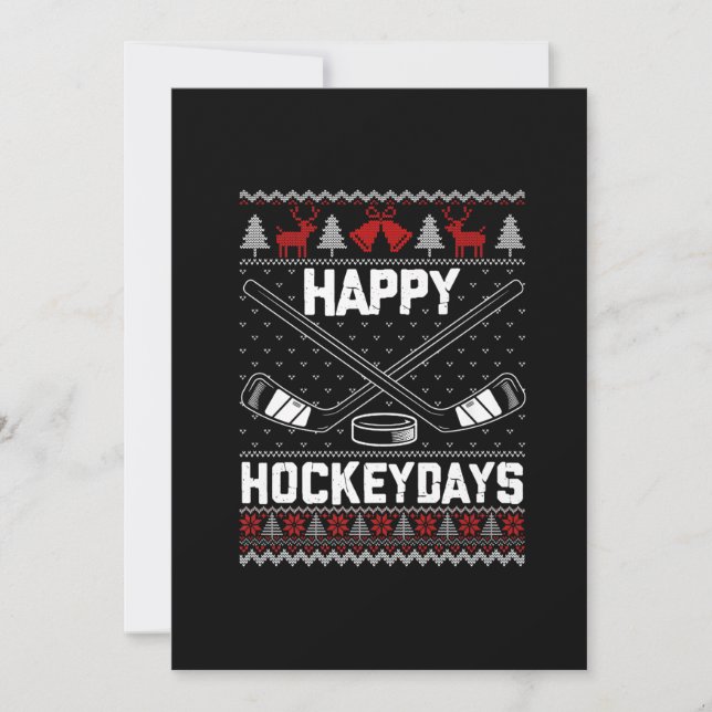 Tarjeta Festiva Feliz Hockeydays Navidades divertidos jugador de h (Anverso)