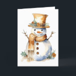 Tarjeta Festiva Feliz hombre de nieve con acentos de oro en BLANCO<br><div class="desc">¿Te encanta enviar tarjetas para Navidades, vacaciones y en realidad todo el invierno? Si es así, probablemente te encantan las tarjetas en blanco. Puedes usarlos para enviar a alguien una tarjeta para desearles una Feliz Navidad o Felices Fiestas. También puedes enviar tarjetas para que alguien sepa que estás pensando en...</div>