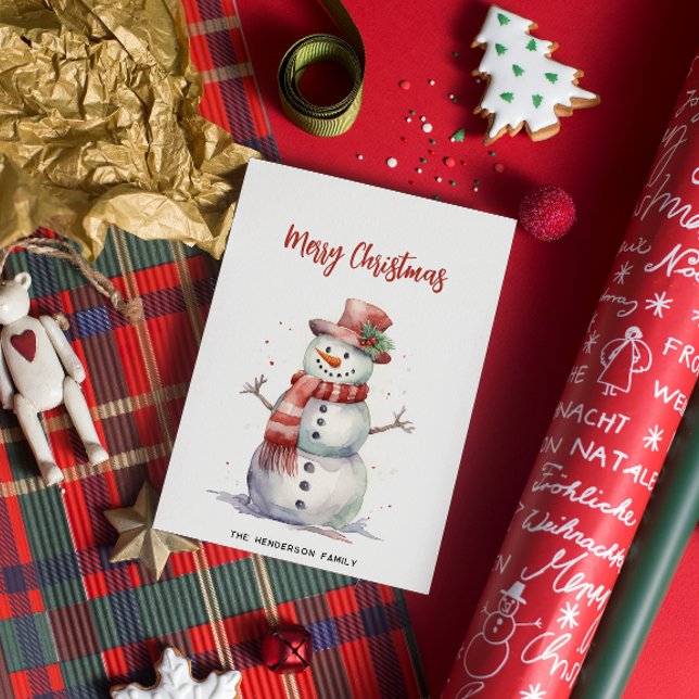 Tarjeta Festiva Feliz hombre de nieve Feliz Personalizado navideño (Subido por el creador)