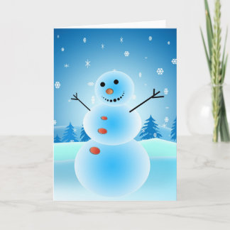 Tarjeta Festiva Feliz hombre de nieve y nieve